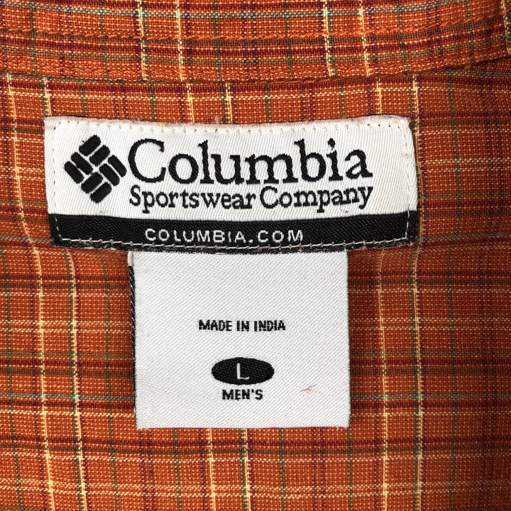 00'S Columbia Short Sleeve Button Down Check Shirt Men's Size L cotton orange type Vintage Second Hand