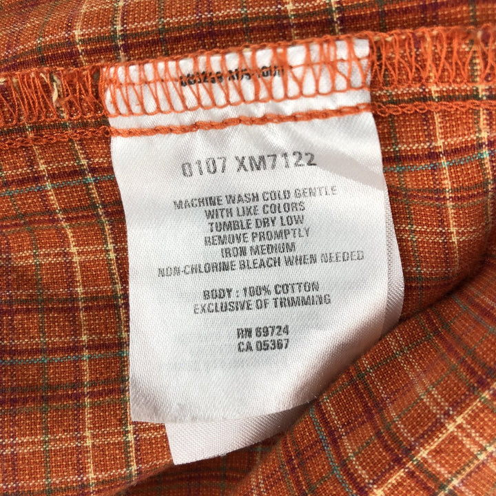 00'S Columbia Short Sleeve Button Down Check Shirt Men's Size L cotton orange type Vintage Second Hand