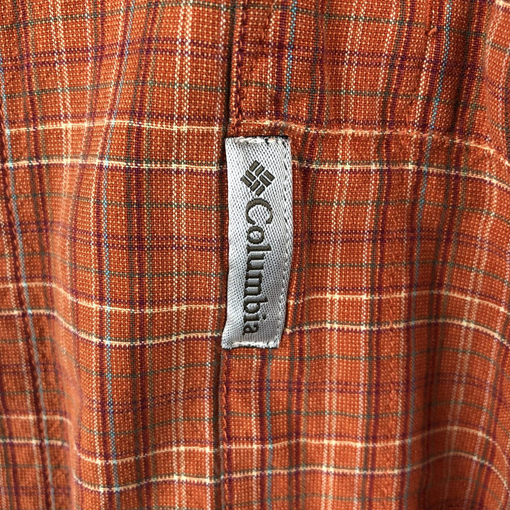 00'S Columbia Short Sleeve Button Down Check Shirt Men's Size L cotton orange type Vintage Second Hand