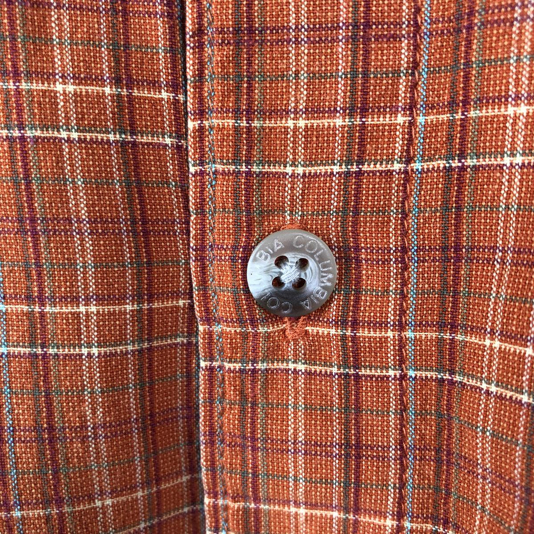 00'S Columbia Short Sleeve Button Down Check Shirt Men's Size L cotton orange type Vintage Second Hand