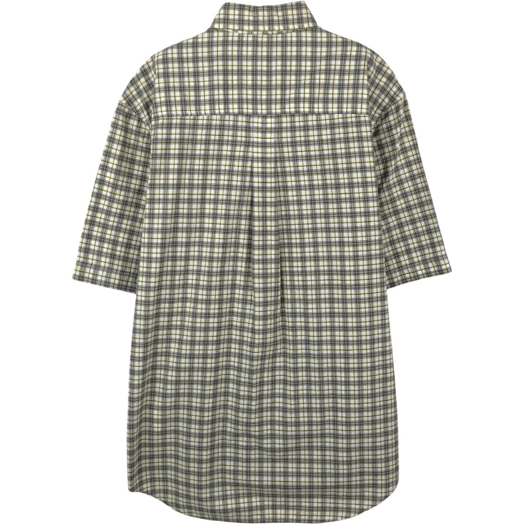 90s-00'S Timberland short-sleeved button-down check shirt, men's size S (approx.) cotton Khaki type Vintage Second Hand