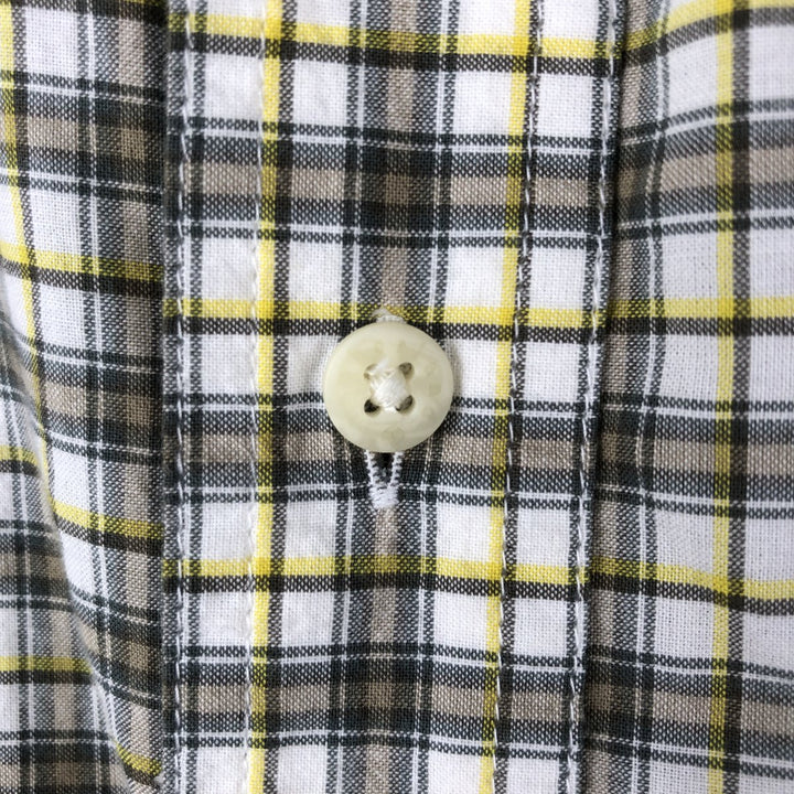 90s-00'S Timberland short-sleeved button-down check shirt, men's size S (approx.) cotton Khaki type Vintage Second Hand