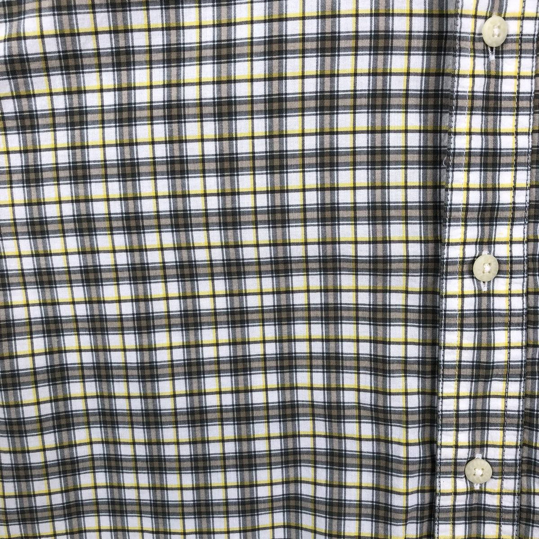 90s-00'S Timberland short-sleeved button-down check shirt, men's size S (approx.) cotton Khaki type Vintage Second Hand