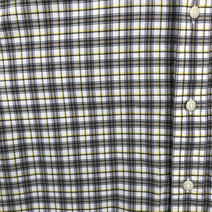 90s-00'S Timberland short-sleeved button-down check shirt, men's size S (approx.) cotton Khaki type Vintage Second Hand