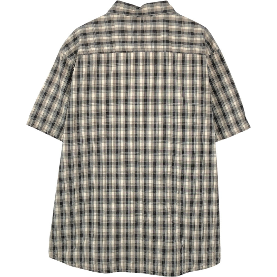 Columbia Short-Sleeve Cotton Check Shirt, Men's Size XL (approx.) cotton Beige type Vintage Second Hand