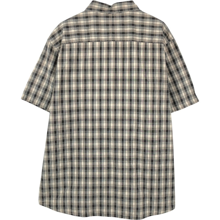 Columbia Short-Sleeve Cotton Check Shirt, Men's Size XL (approx.) cotton Beige type Vintage Second Hand