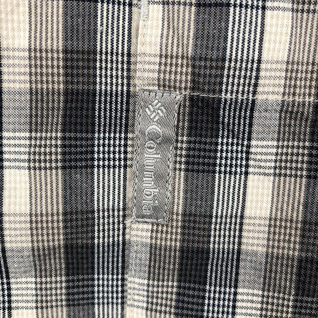 Columbia Short-Sleeve Cotton Check Shirt, Men's Size XL (approx.) cotton Beige type Vintage Second Hand