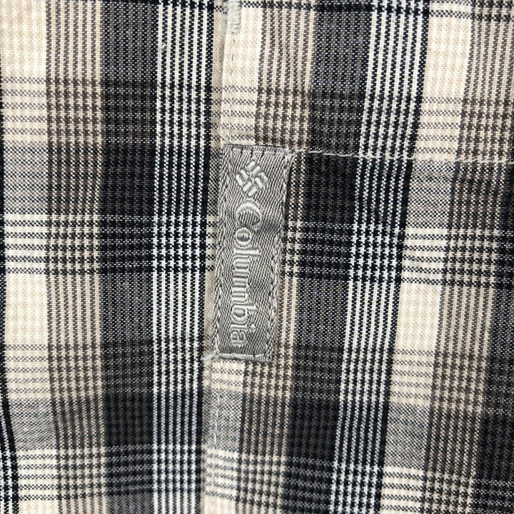 Columbia Short-Sleeve Cotton Check Shirt, Men's Size XL (approx.) cotton Beige type Vintage Second Hand