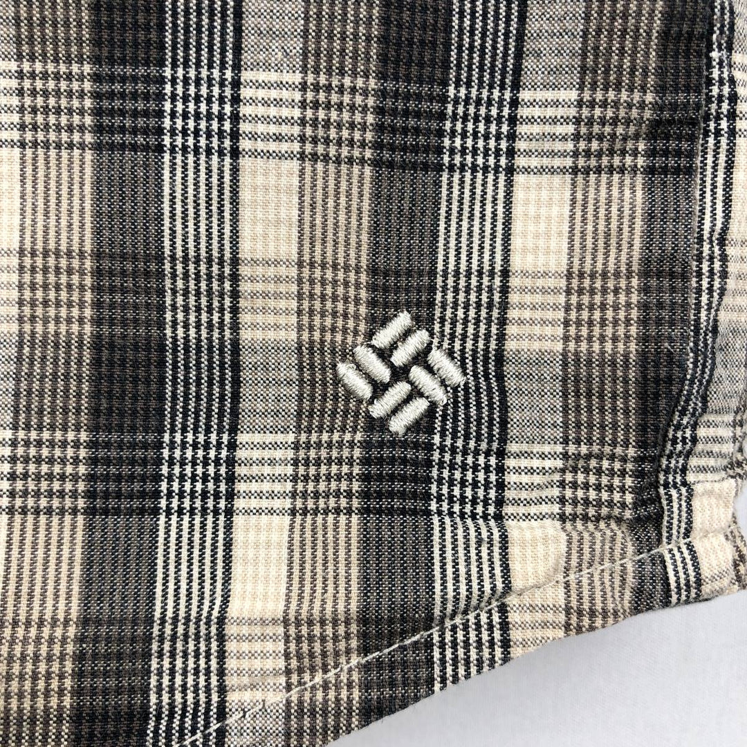 Columbia Short-Sleeve Cotton Check Shirt, Men's Size XL (approx.) cotton Beige type Vintage Second Hand