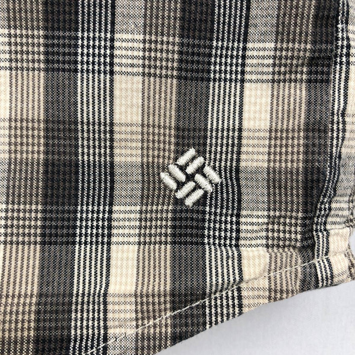 Columbia Short-Sleeve Cotton Check Shirt, Men's Size XL (approx.) cotton Beige type Vintage Second Hand
