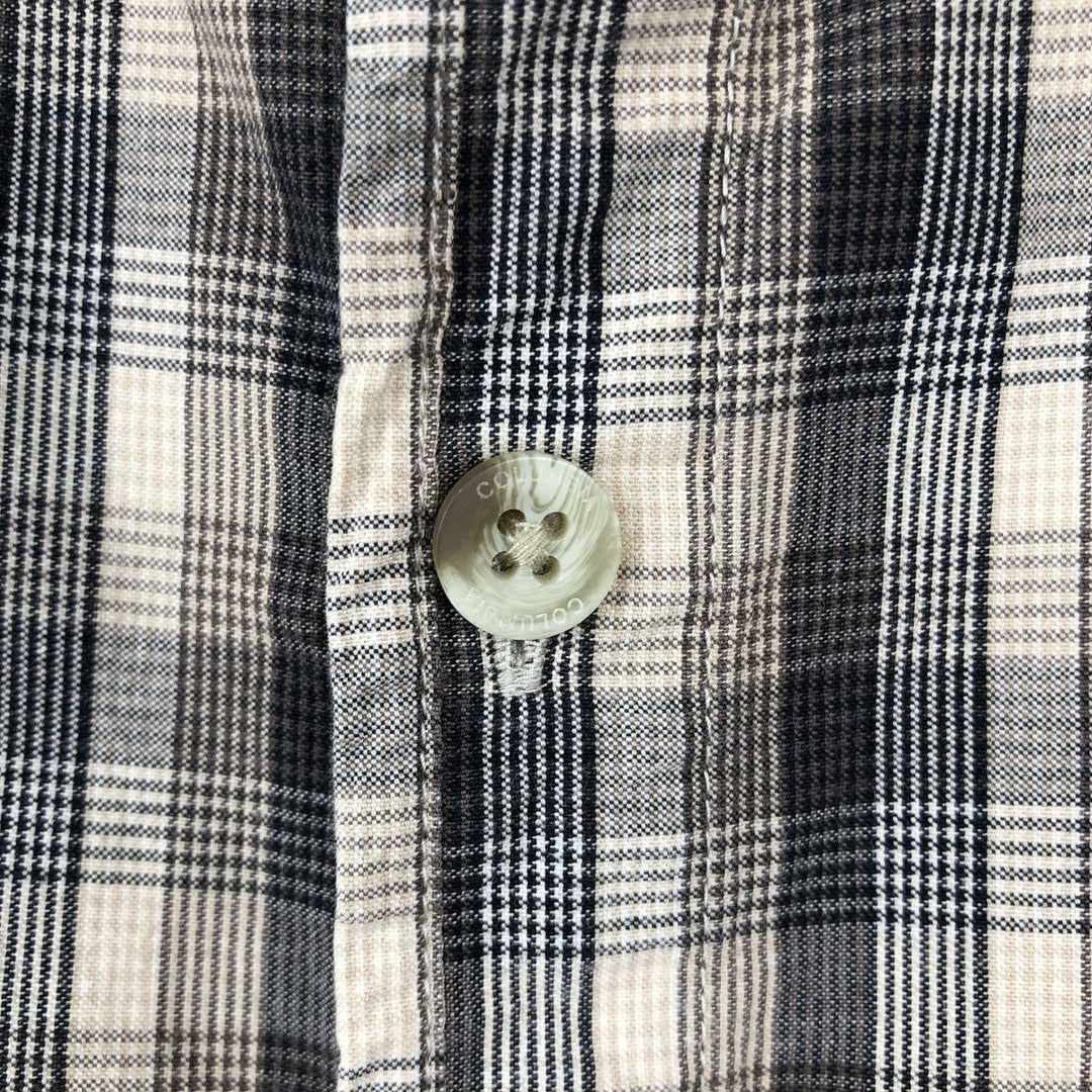 Columbia Short-Sleeve Cotton Check Shirt, Men's Size XL (approx.) cotton Beige type Vintage Second Hand