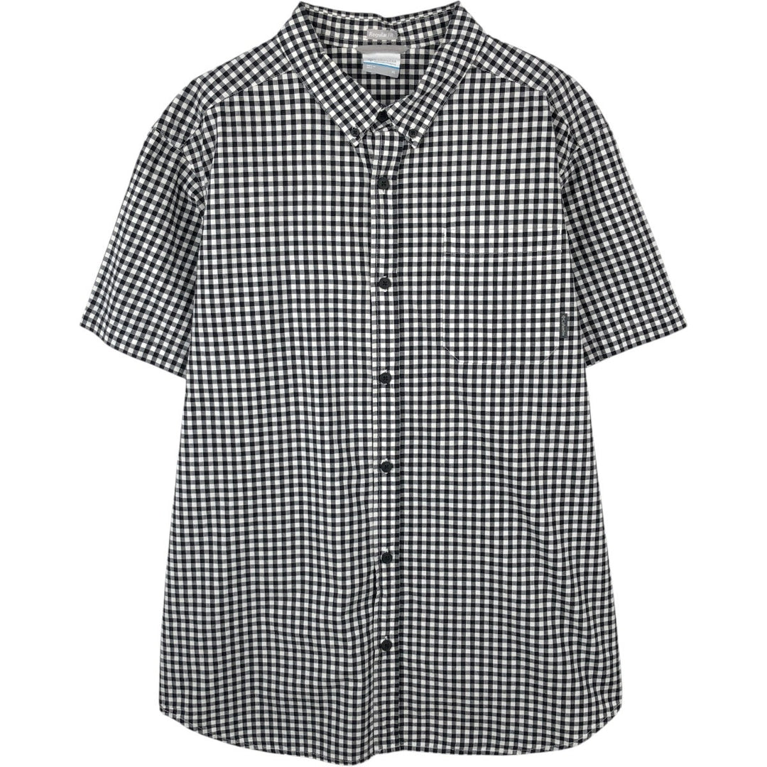 Columbia Regular Fit Buffalo Check Short-Sleeve Button-Down Check Shirt (Men's XL equivalent) unclear black type Vintage Second Hand