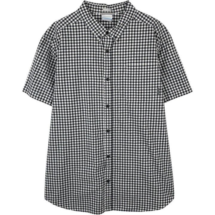 Columbia Regular Fit Buffalo Check Short-Sleeve Button-Down Check Shirt (Men's XL equivalent) unclear black type Vintage Second Hand