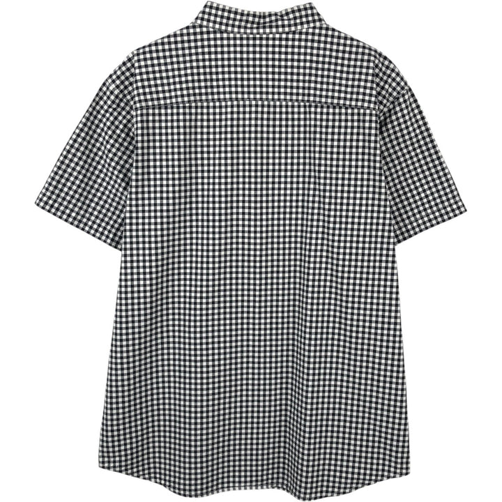 Columbia Regular Fit Buffalo Check Short-Sleeve Button-Down Check Shirt (Men's XL equivalent) unclear black type Vintage Second Hand