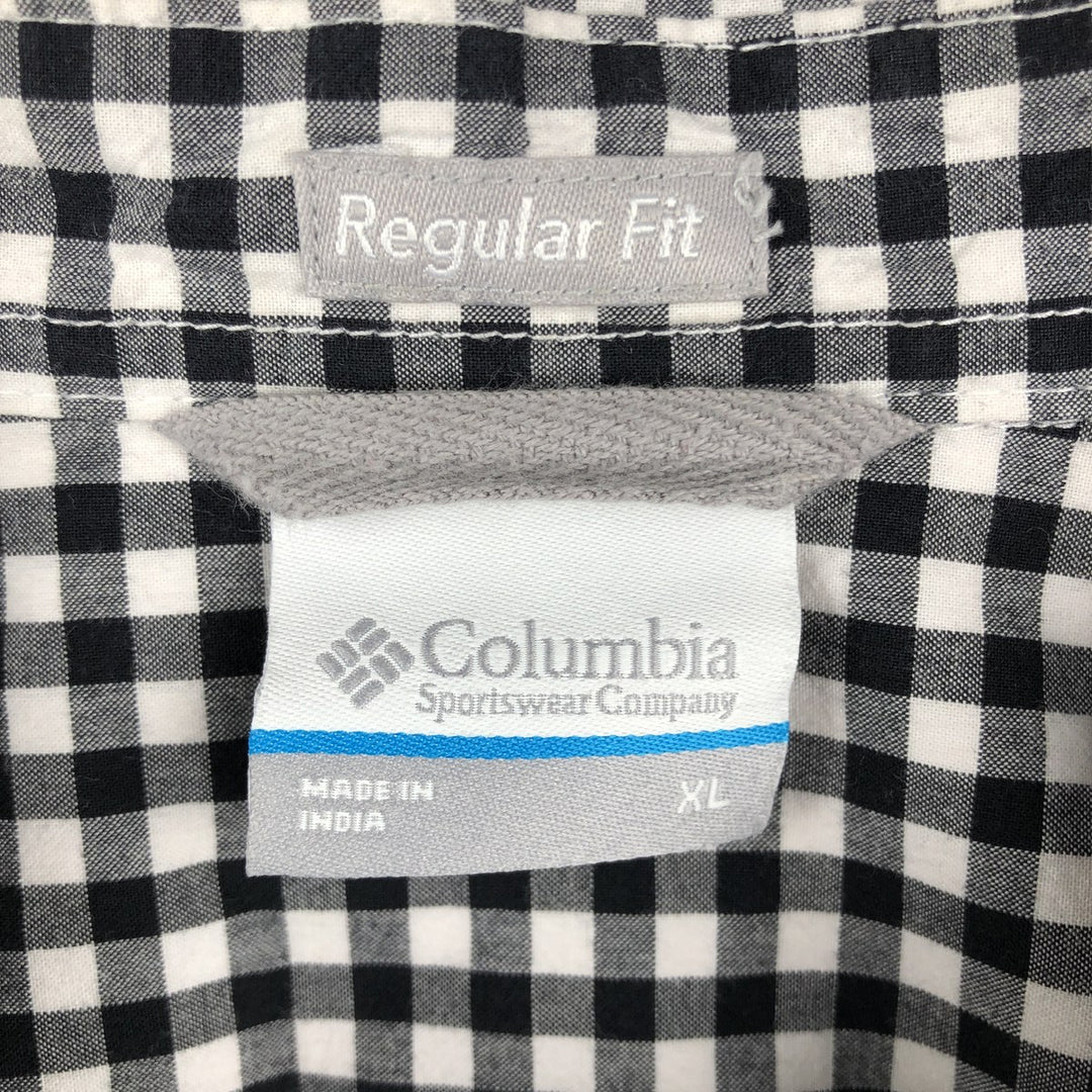 Columbia Regular Fit Buffalo Check Short-Sleeve Button-Down Check Shirt (Men's XL equivalent) unclear black type Vintage Second Hand