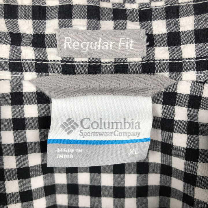 Columbia Regular Fit Buffalo Check Short-Sleeve Button-Down Check Shirt (Men's XL equivalent) unclear black type Vintage Second Hand