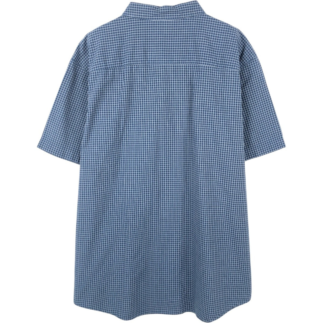 Columbia Short Sleeve Button Down Check Shirt Men's XL cotton navy blue type Vintage Second Hand