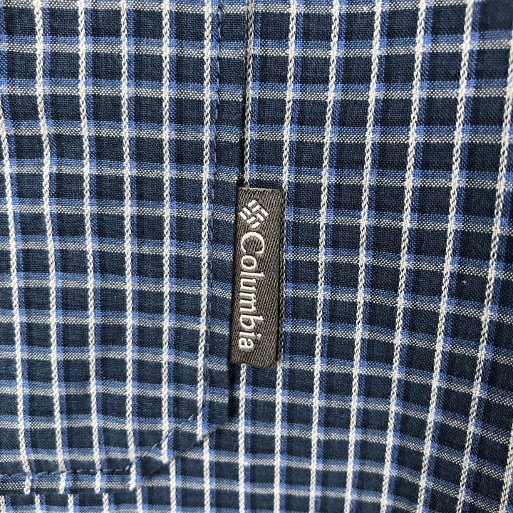 Columbia Short Sleeve Button Down Check Shirt Men's XL cotton navy blue type Vintage Second Hand