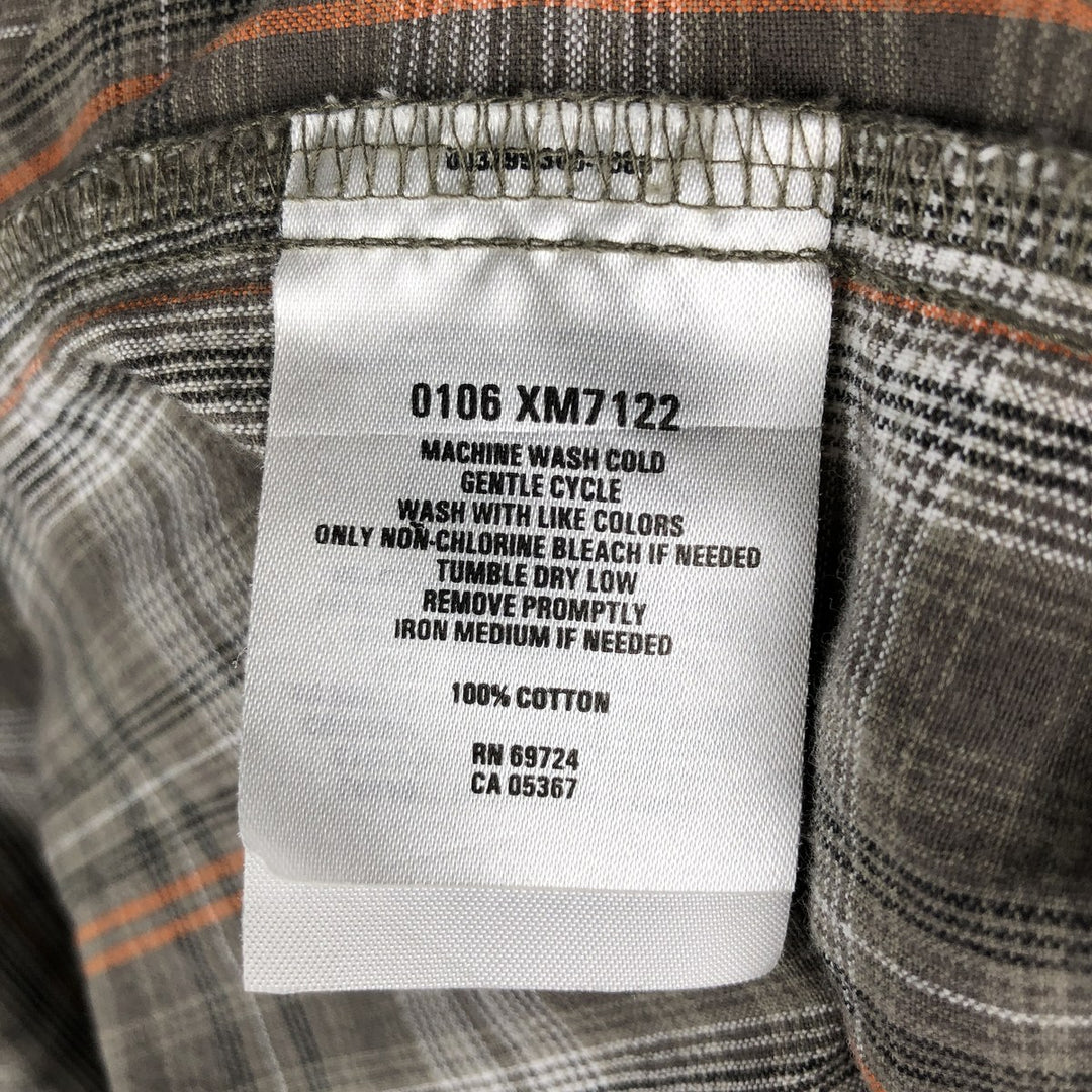 00'S Columbia Short Sleeve Button Down Check Shirt Men's Size L cotton Khaki type sage green Vintage Second Hand