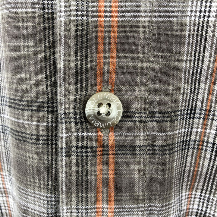 00'S Columbia Short Sleeve Button Down Check Shirt Men's Size L cotton Khaki type sage green Vintage Second Hand