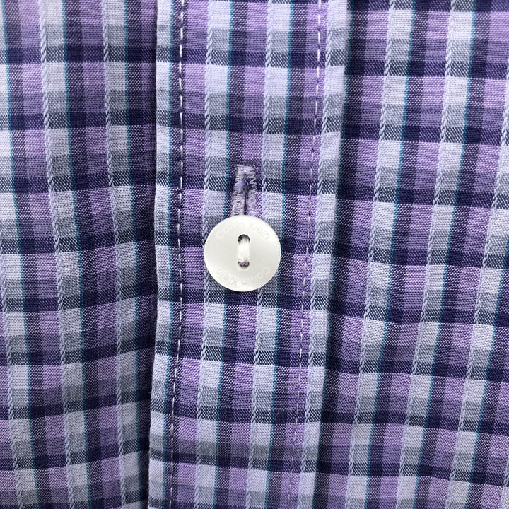 90s-00'S Calvin Klein Short-Sleeve Cotton Check Shirt, Boxy Shirt, Men's Size XL (Equivalent), Vintage cotton Purple type blue-purple Vintage Second Hand