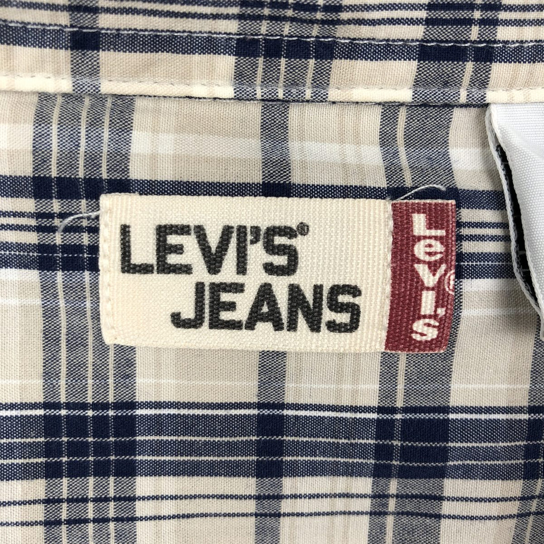 90s-00'S Levi's Jeans Short-Sleeve Cotton Check Shirt, Men's Size XL (Equivalent), Vintage cotton unbleached Vintage Second Hand