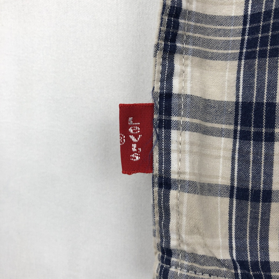 90s-00'S Levi's Jeans Short-Sleeve Cotton Check Shirt, Men's Size XL (Equivalent), Vintage cotton unbleached Vintage Second Hand