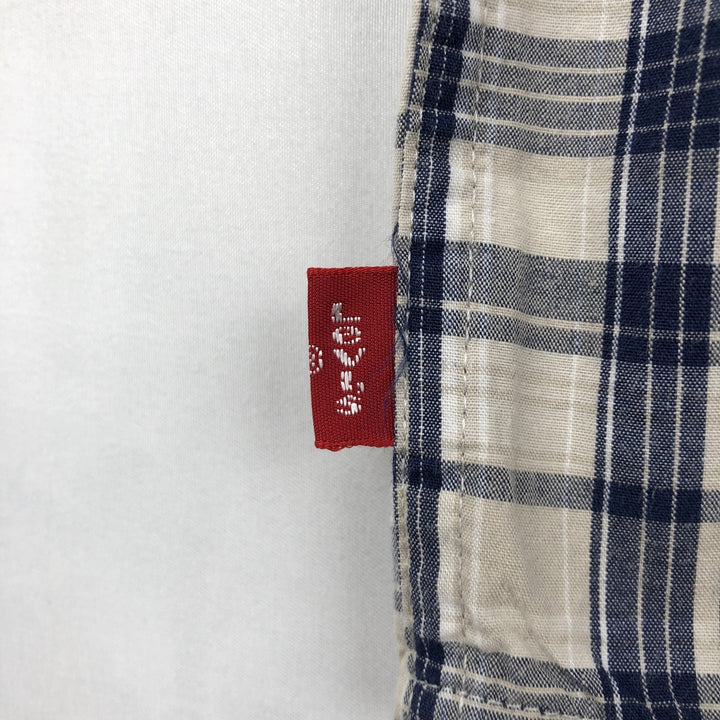 90s-00'S Levi's Jeans Short-Sleeve Cotton Check Shirt, Men's Size XL (Equivalent), Vintage cotton unbleached Vintage Second Hand