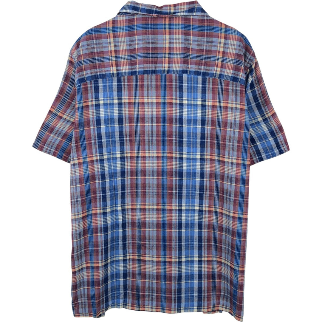 GAP Check Pattern Short-Sleeve Open Collar Cotton Shirt, Boxy Shirt, Men's Size L (approx.) cotton blue type Vintage Second Hand