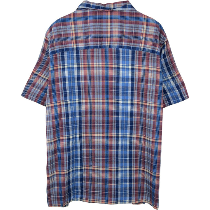 GAP Check Pattern Short-Sleeve Open Collar Cotton Shirt, Boxy Shirt, Men's Size L (approx.) cotton blue type Vintage Second Hand