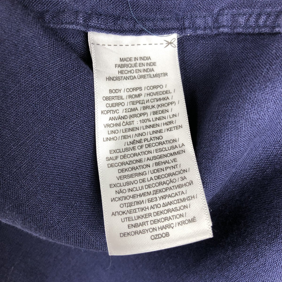 Ralph Lauren POLO RALPH LAUREN CLASSIC FIT RL UNTUCKED FIT Short-Sleeve Linen Button-Down Shirt, Men's Size XL (approx.) linen navy blue type Vintage Second Hand