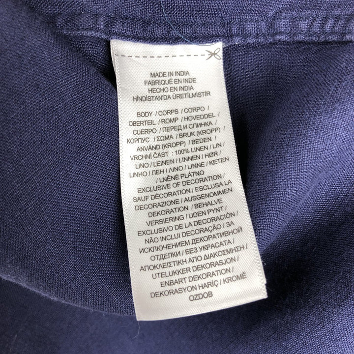 Ralph Lauren POLO RALPH LAUREN CLASSIC FIT RL UNTUCKED FIT Short-Sleeve Linen Button-Down Shirt, Men's Size XL (approx.) linen navy blue type Vintage Second Hand