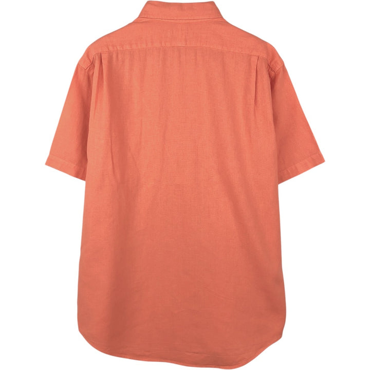 Ralph Lauren POLO by Ralph Lauren Short-Sleeve Linen x Cotton Shirt, Men's Size L (approx.) linen orange type Vintage Second Hand