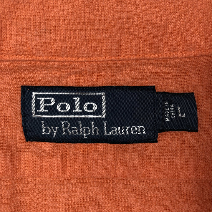 Ralph Lauren POLO by Ralph Lauren Short-Sleeve Linen x Cotton Shirt, Men's Size L (approx.) linen orange type Vintage Second Hand