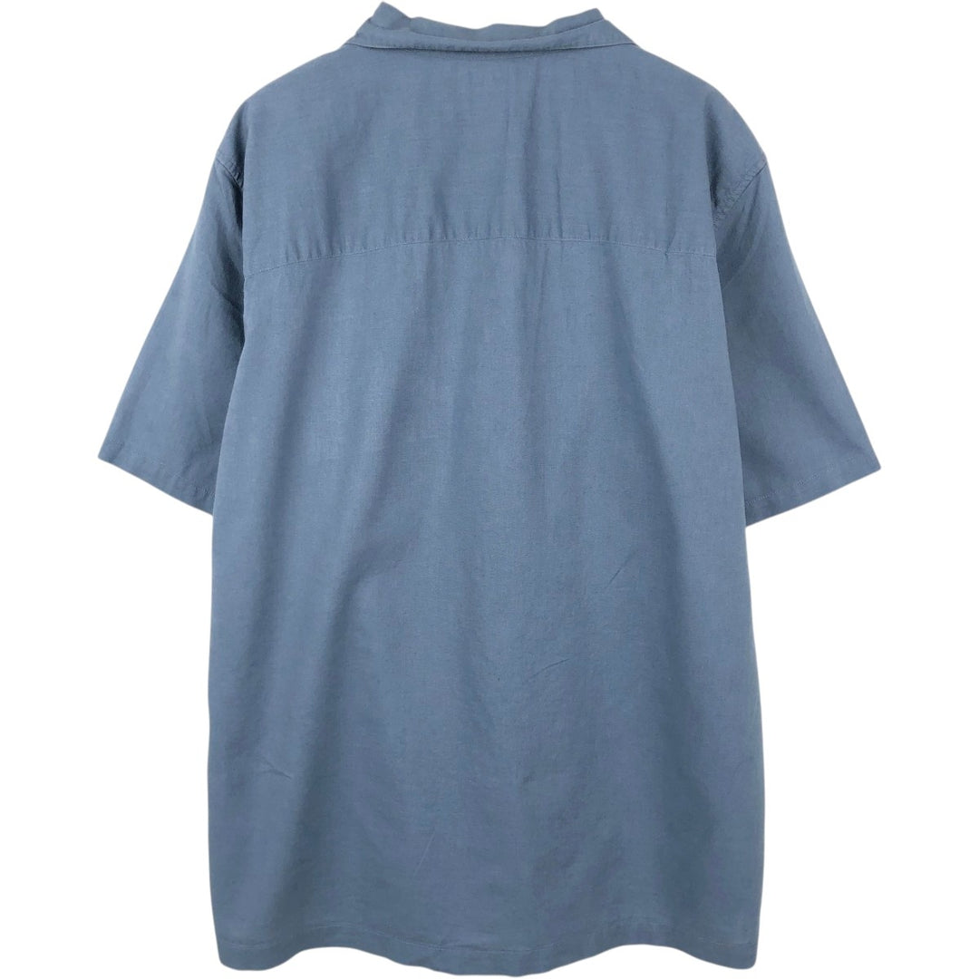 GAP MADE WITH LINEN Short-Sleeve Open-Collar Cotton x Linen Box Shirt (Men's Size L equivalent) linen navy blue type Vintage Second Hand