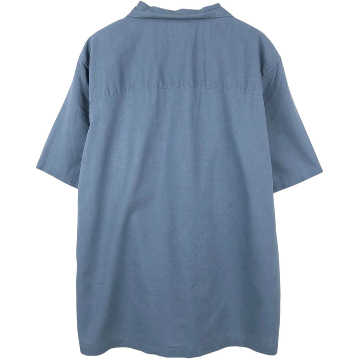 GAP MADE WITH LINEN Short-Sleeve Open-Collar Cotton x Linen Box Shirt (Men's Size L equivalent) linen navy blue type Vintage Second Hand