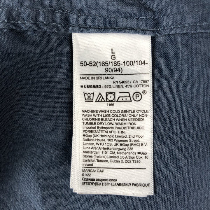 GAP MADE WITH LINEN Short-Sleeve Open-Collar Cotton x Linen Box Shirt (Men's Size L equivalent) linen navy blue type Vintage Second Hand