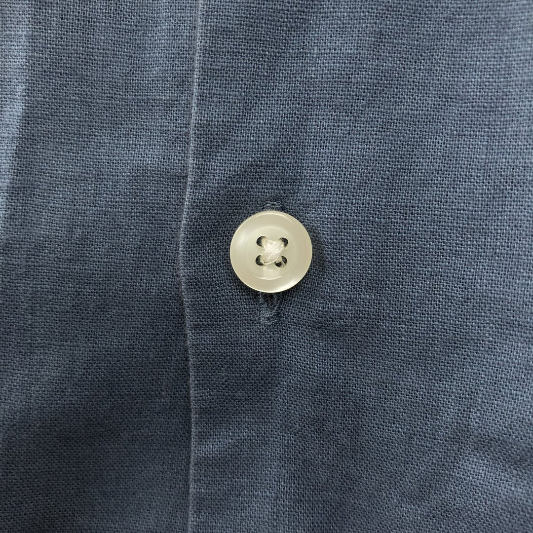 GAP MADE WITH LINEN Short-Sleeve Open-Collar Cotton x Linen Box Shirt (Men's Size L equivalent) linen navy blue type Vintage Second Hand