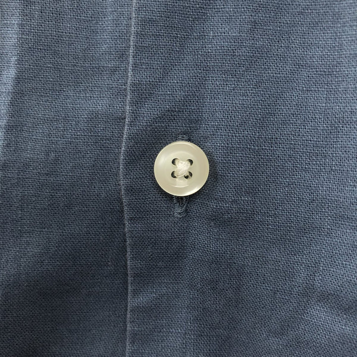 GAP MADE WITH LINEN Short-Sleeve Open-Collar Cotton x Linen Box Shirt (Men's Size L equivalent) linen navy blue type Vintage Second Hand