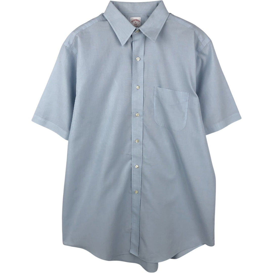 Brooks Brothers 346 Regular Fit Short-Sleeve Cotton Shirt (Men's Size L equivalent) cotton Blue type light blue Vintage Second Hand
