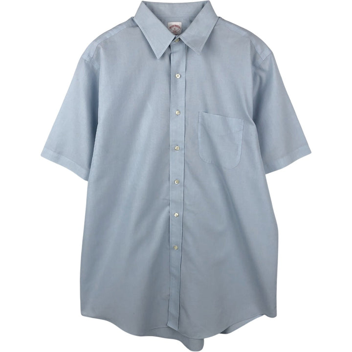 Brooks Brothers 346 Regular Fit Short-Sleeve Cotton Shirt (Men's Size L equivalent) cotton Blue type light blue Vintage Second Hand