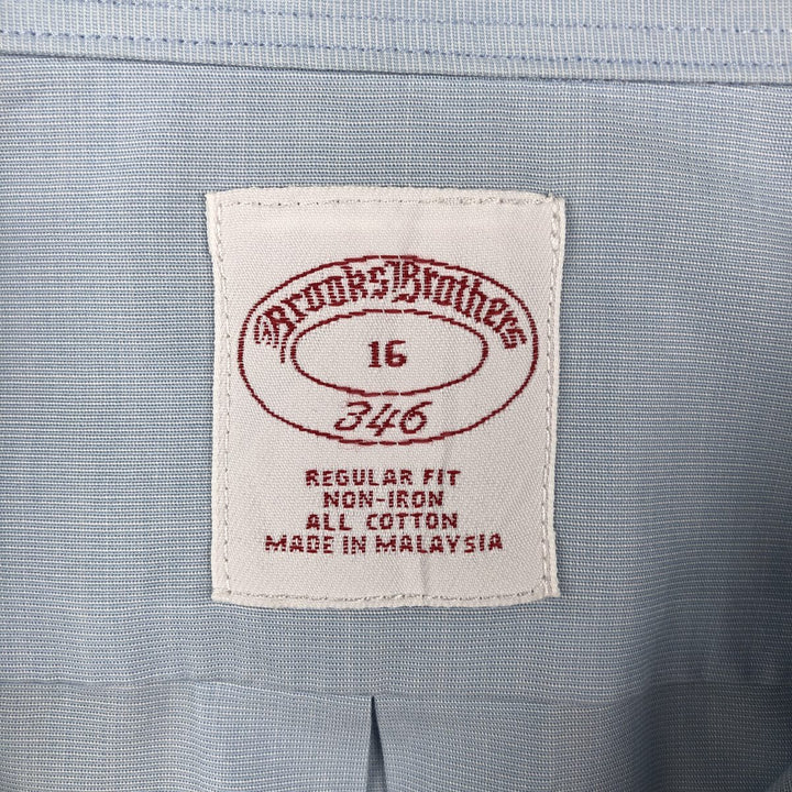 Brooks Brothers 346 Regular Fit Short-Sleeve Cotton Shirt (Men's Size L equivalent) cotton Blue type light blue Vintage Second Hand