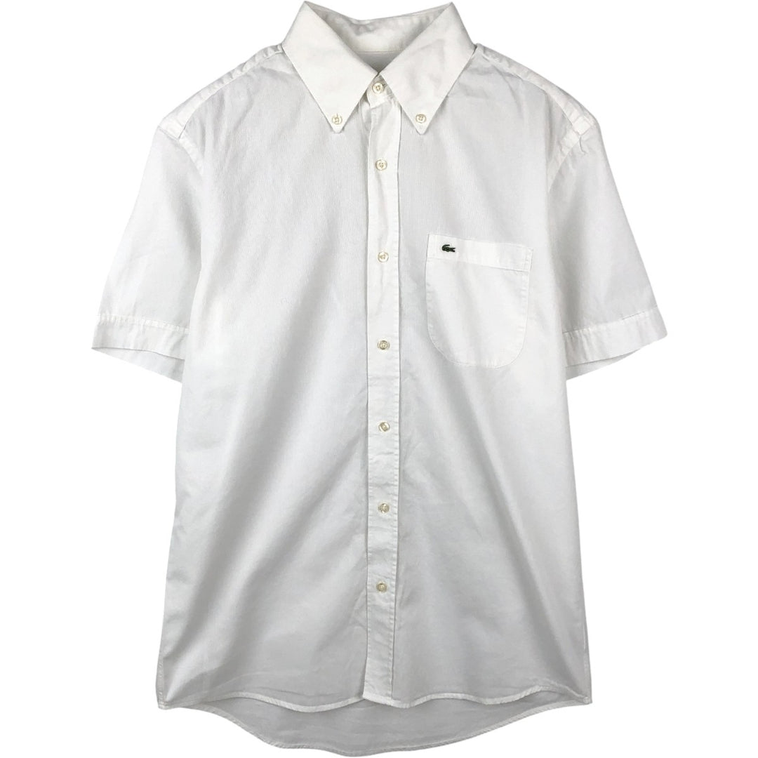 Lacoste Regular Fit Short-Sleeve Button-Down Shirt, Men's Size M (approx.) cotton white type Vintage Second Hand