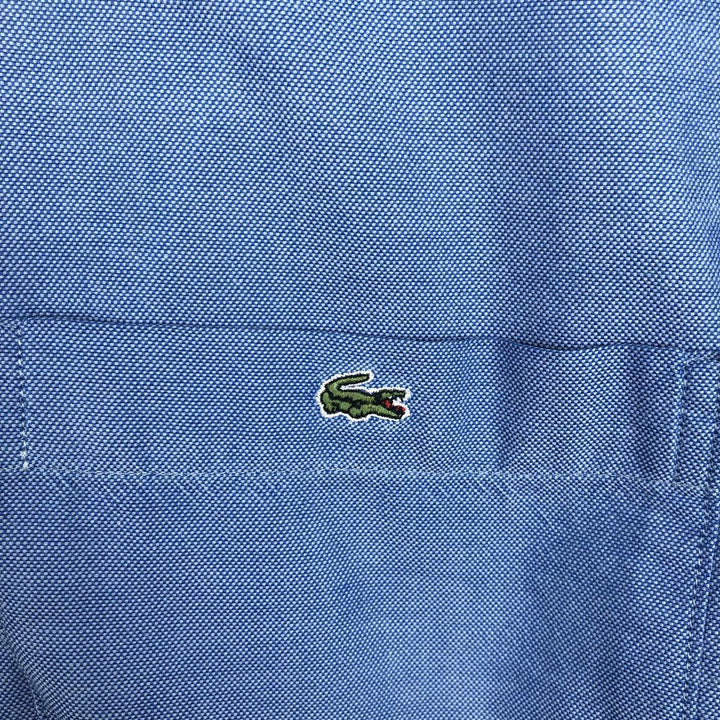 Lacoste short-sleeved button-down shirt, size 42 (equivalent to men's XL). cotton blue type Vintage Second Hand