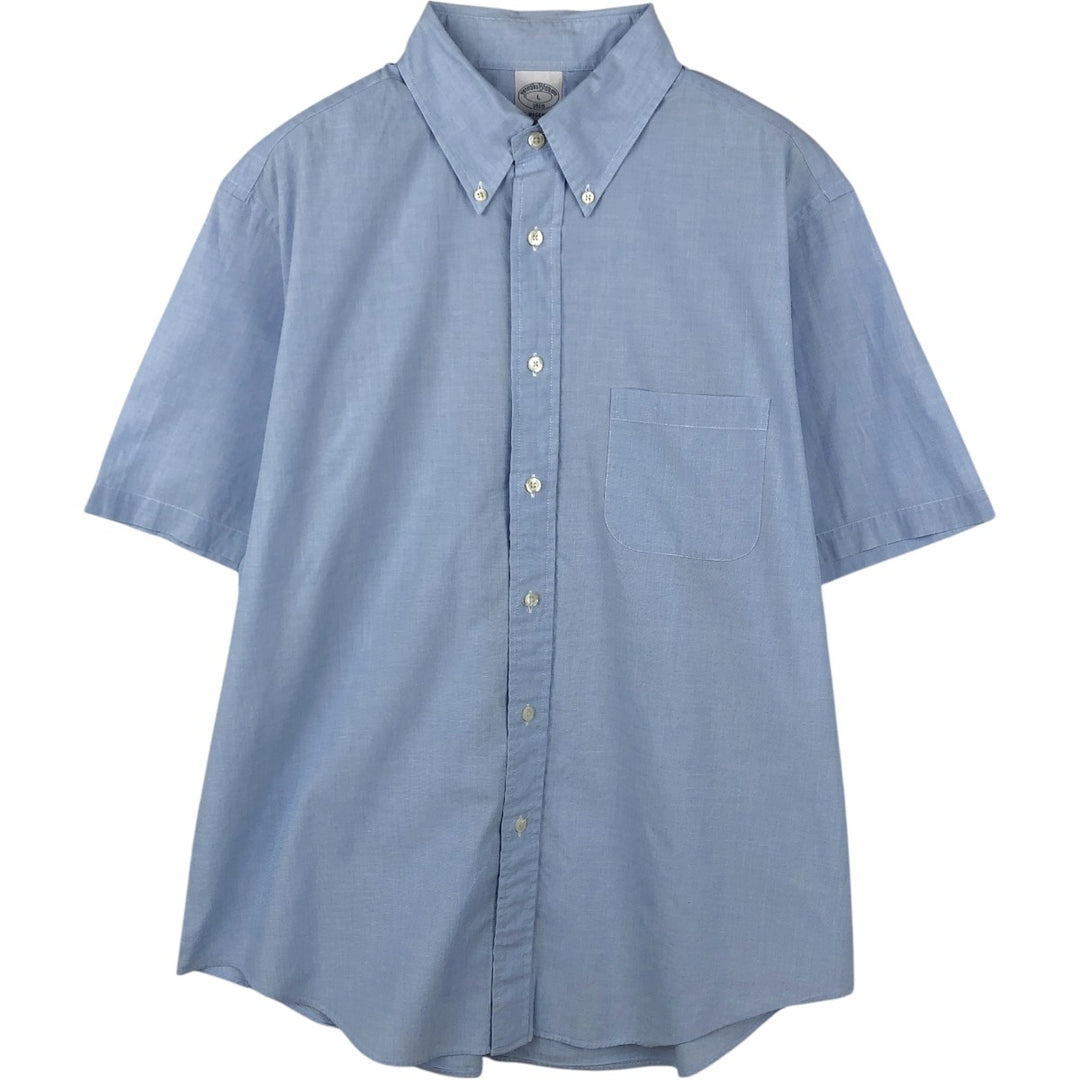 Brooks Brothers 1818 REGENT Short-Sleeve Button-Down Shirt, Men's Size L (approx.) cotton blue type Vintage Second Hand