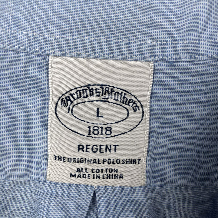 Brooks Brothers 1818 REGENT Short-Sleeve Button-Down Shirt, Men's Size L (approx.) cotton blue type Vintage Second Hand