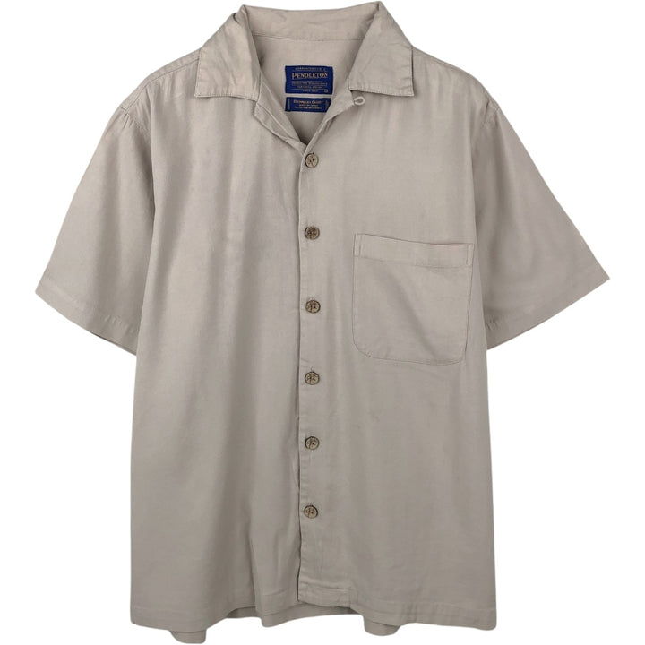 Pendleton BAMBOO SHIRT Short-Sleeve Open Collar Cotton Shirt Box Shirt Men's Size S (approx.) cotton Khaki type beige Vintage Second Hand