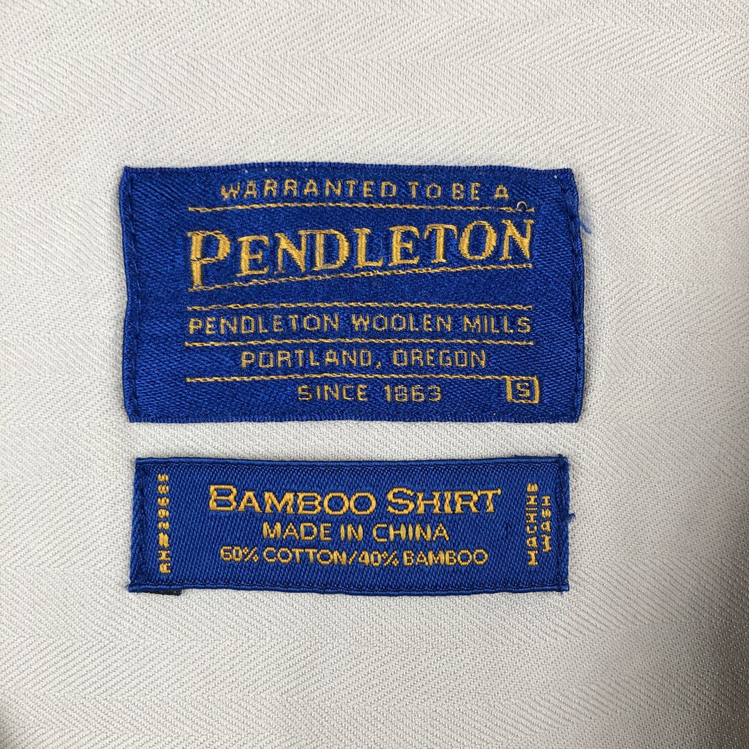 Pendleton BAMBOO SHIRT Short-Sleeve Open Collar Cotton Shirt Box Shirt Men's Size S (approx.) cotton Khaki type beige Vintage Second Hand