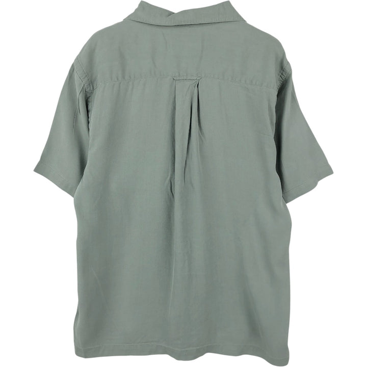 Orvis Signature Collection Short-Sleeve Open-Collar Silk Shirt, Boxy Fit, Men's Size M (approx.) silk Khaki type sage green Vintage Second Hand