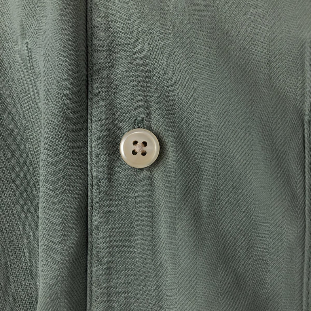 Orvis Signature Collection Short-Sleeve Open-Collar Silk Shirt, Boxy Fit, Men's Size M (approx.) silk Khaki type sage green Vintage Second Hand